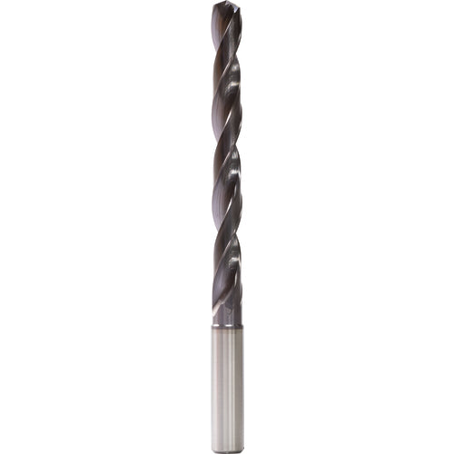2.9 mm Dia. × 4 mm Shank × 21 mm Flute Length × 57 mm OAL, 5xD, 140°, TiAlN, 2 Flute, Internal, Round Solid Carbide Drill - Exact Tool & Supply