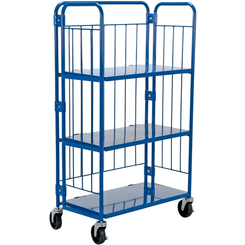 Blue Nestable Roller Container 3 Shelf - Exact Tool & Supply