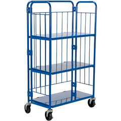 Blue Nestable Roller Container 3 Shelf - Exact Tool & Supply