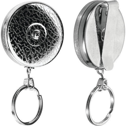 Model: 5-24″ Stainless Steel Chain Key Reel with Belt Clip - Split Ring Attachment - Exact Tool & Supply