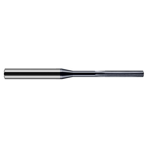 Miniature Reamers - 0.0800″ Reamer Diameter × 0.5620″ (9/16″) Margin Length Carbide Reamer, 4 Flutes, AlTiN Coated - Exact Tool & Supply