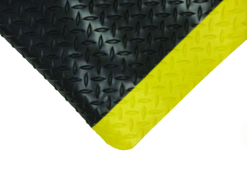 3' x 12' x 1/2" Thick Diamond Anti Fatigue Mat - Yellow/Black - Exact Tool & Supply