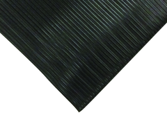 6' x 60' x 3/8" Thick Soft Comfort Mat - Black Standard Ribbed - Exact Tool & Supply