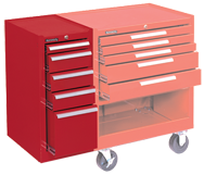 205 Red 5-Drawer Hang-On Cabinet w/ball bearing Drawer slides - For Use With 293, 295 or 297 - Exact Tool & Supply