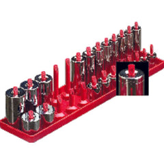 Inch Sized Socket Tray - 3/8″ Drive - Red - Exact Tool & Supply