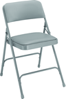 Upholstered Folding Chair - Double Hinges, Double Contoured Back, 2 U-Shaped Riveted Cross Braces, Non-marring Glides; V-Tip Stability Caps; Upholstered 19-mil Vinyl Wrapped Over 1¼" Foam - Exact Tool & Supply