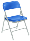 Plastic Folding Chair - Plastic Seat/Back Steel Frame - Blue - Exact Tool & Supply