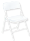 Plastic Folding Chair - Plastic Seat/Back Steel Frame - White - Exact Tool & Supply