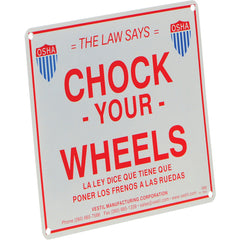 Aluminum Enamel Wheel Chock Sign 9.75″ - Exact Tool & Supply
