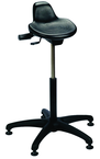 Sit Stand - 14" Soft Polyurethane, Contoured, Tilting Seat,  27" Dia.-Stable 5 Star Base with Heavy Duty Stationary Glides, Seat height 20"-30" - Exact Tool & Supply