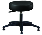 Heavy-Duty NaughaSoft Vinyl Stool - 16 x 4" Round Seat, Backless, Pneumatic Seat Hgt Adj, Standard Glides --Black -- Desk height 16.5"-21.5" - Exact Tool & Supply
