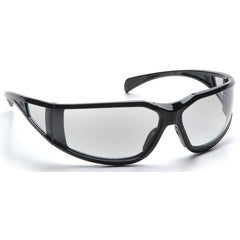 Safety Glasses - Curved Lens, Black Frame, Clear Fog Free - Exact Tool & Supply