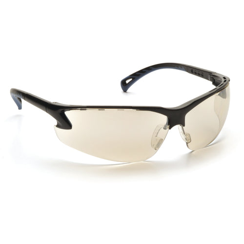 Safety Glasses - Black Frame, Indoor/Outdoor Lens - Exact Tool & Supply