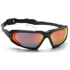 Safety Glasses - Black Frame, Sky Red Mirror Fog Free Lens - Exact Tool & Supply