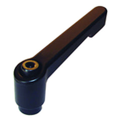 Stud Type - Plastic Handle Adjustable Clamping Lever - 1/2″–13″ Thread Size, 1.97″ Thread Length, 1.69″ Hub Height, 2.52″ Overall Height, 3.62″ Width - Exact Tool & Supply