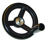 Nylon Handwheels with Handle - 3.94'' Wheel Diameter, 1.1'' Hub Diameter, 1.97'' Handle Length - Exact Tool & Supply