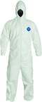 Tyvek® White Zip Up Coveralls w/ Attached Hood & Elastic Wrists - 3XL (case of 25) - Exact Tool & Supply