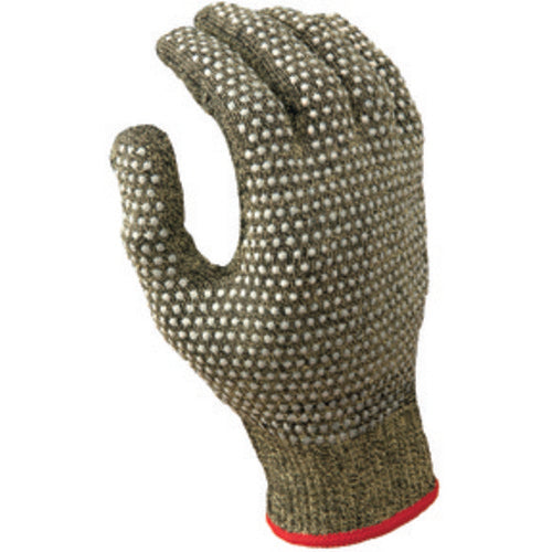 Cut resistant 13-gauge PVC dotted on both sides seamless knit Kevlar w/Stainless Steel yellow w/black coating ANSI CUT LEVEL 4/small - Exact Tool & Supply