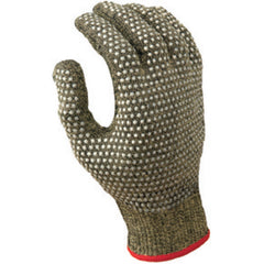 Cut resistant 13-gauge PVC dotted on both sides seamless knit Kevlar w/Stainless Steel yellow w/black coating ANSI CUT LEVEL 4/extra extra large - Exact Tool & Supply