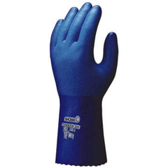 Liquid-proof fully-coated Polyurethane nylon liner 10.8″ blue rough grip/extra large - Exact Tool & Supply