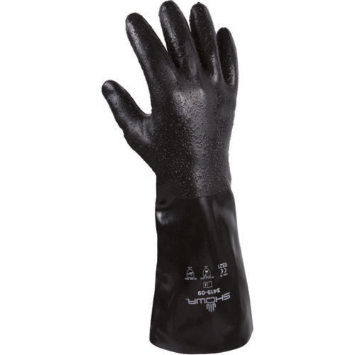Chemical resistant neoprene fully coated 14″ gauntlet/rough finish seamless liner navy /small - Exact Tool & Supply
