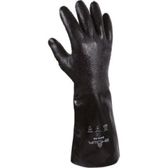 Chemical resistant neoprene fully coated 14″ gauntlet/rough finish seamless liner navy /medium - Exact Tool & Supply