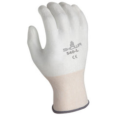 13- gauge engineered cut resistant fiber w/polyurethane palm coating HPPE white with white coating textured finish ANSI CUT LEVEL 2/large - Exact Tool & Supply