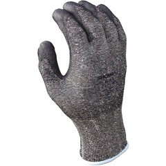 13- gauge engineered cut resistant fiber w/polyurethane palm coating HPPE black with gray coating textured finish ANSI CUT LEVEL 2/large - Exact Tool & Supply