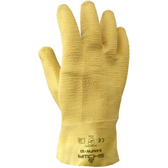 General purpose natural rubber fully-coated 10″ gauntlet cuff yellow wrinkle-finish/large - Exact Tool & Supply
