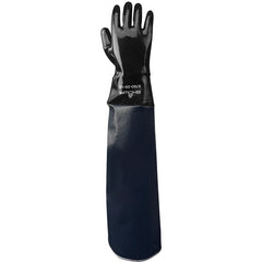 Chemical resistant 12″ fully coated neoprene gauntlet 20″ nitrile laminated shoulder length sleeve black/L - Exact Tool & Supply