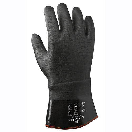 Insulated fully coated neoprene 12″ gauntlet black rough finish/large - Exact Tool & Supply
