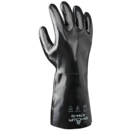 Chemical resistant neoprene fully coated heavyweight 14″ gauntlet black smooth finish/large - Exact Tool & Supply
