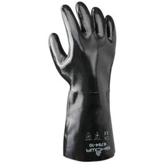 Chemical resistant neoprene fully coated heavyweight 14″ gauntlet black smooth finish/large - Exact Tool & Supply