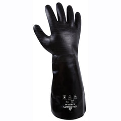 Chemical resistant neoprene fully coated heavyweight elbow length gauntlet black rough finish/large - Exact Tool & Supply