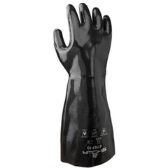 Chemical resistant neoprene fully coated heavyweight elbow-length gauntlet black smooth/large - Exact Tool & Supply