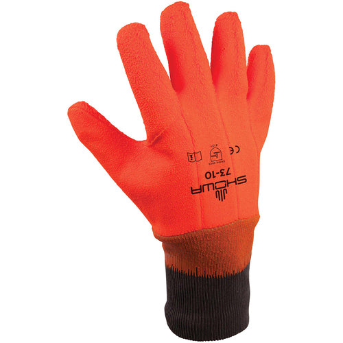 Insulated PVC fully coated vinyl knit wrist wrinkle finish safety orange/large - Exact Tool & Supply
