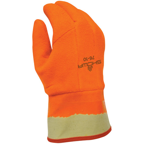 Insulated PVC fully coated vinyl safety cuff wrinkle finish safety orange/large - Exact Tool & Supply