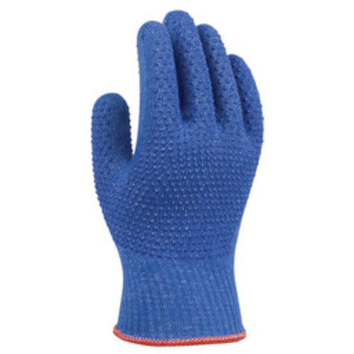 Cut resistant 10-gauge seamless cut-resistant engineered composite yarn PVC dotted both sides enhanced wet grip blue ANSI CUT LEVEL 4/large - Exact Tool & Supply