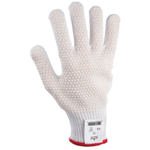 Cut resistant 10-gauge seamless knit PVC dotted HPPE w/Stainless Steel white ambidextrous ANSI CUT LEVEL 4/large - Exact Tool & Supply