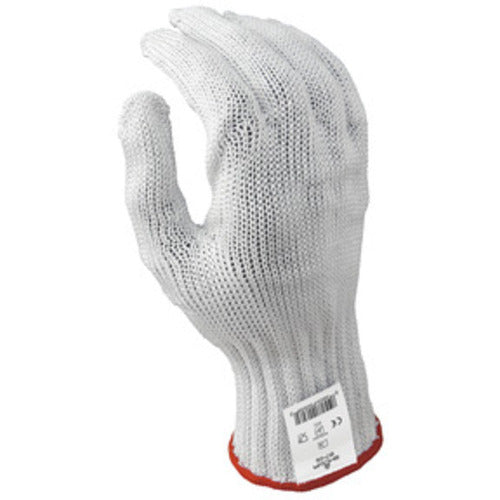 Cut resistant 7-gauge seamless knit engineered fiber w/four strands of stainless steel white ambidextrous ANSI CUT LEVEL 5/M - Exact Tool & Supply