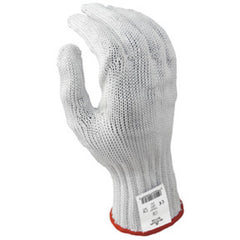 Cut resistant 7-gauge seamless knit engineered fiber w/four strands of stainless steel white ambidextrous ANSI CUT LEVEL 5/L - Exact Tool & Supply