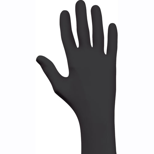 Disposable powder-free accelerator-free textured fingertip nitrile 9 1/2″ 4-mil rolled cuff black/XL - Exact Tool & Supply