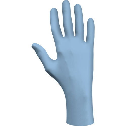 Disposable powder-free low-modulus 100%-nitrile 11″ 6-mil rolled cuff polybag/blue/medium - Exact Tool & Supply