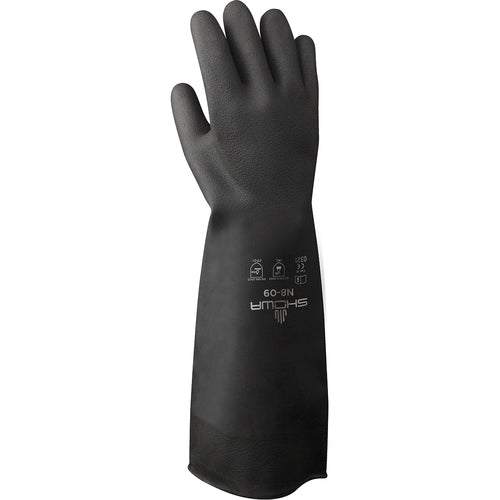 Chemical resistant unsupported neoprene 18″ 30-mil black unlined textured grip rolled cuff/extra large - Exact Tool & Supply
