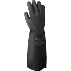 Chemical resistant unsupported neoprene 18″ 30-mil black unlined textured grip rolled cuff/medium - Exact Tool & Supply