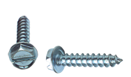14 x 2-1/2 - Zinc Plated Heat Treated Alloy Steel - Sheet Metal Screws - Hex Washer - Exact Tool & Supply