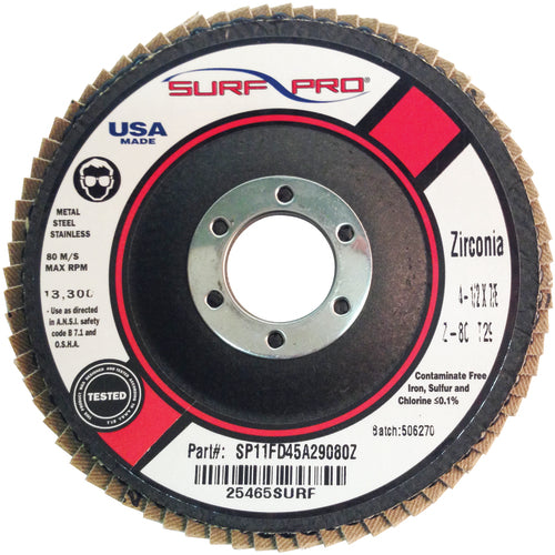 ‎4 1/2″ × 5/8″-11-36 Grit - Zirc Plus Coated Abrasive - Type 29 Flap Disc - Exact Tool & Supply