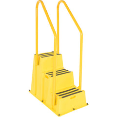 Step Poly Nestable 3 Step Yl W/Handrails - Exact Tool & Supply