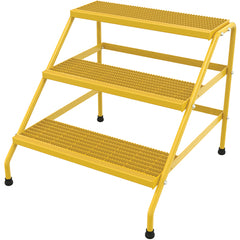 Alum Step Stand- 3 Step Wide Knkdwn Yell - Exact Tool & Supply