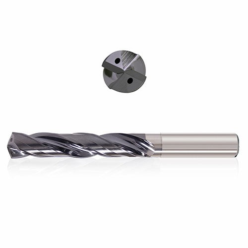 0.204 mm Dia. × 6 mm Shank × 108 mm Flute Length × 150 mm OAL, 16xD, 135°, Varianta Supral, 2 Flute, Coolant Thru, h6, Cylindrical, Solid Carbide Drill - Exact Tool & Supply